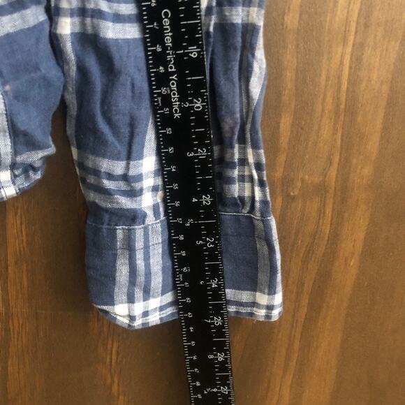 Faherty Mens Shirt Blue White Plaid 100% Linen Button Up Long Sleeve Small - Picture 8 of 11